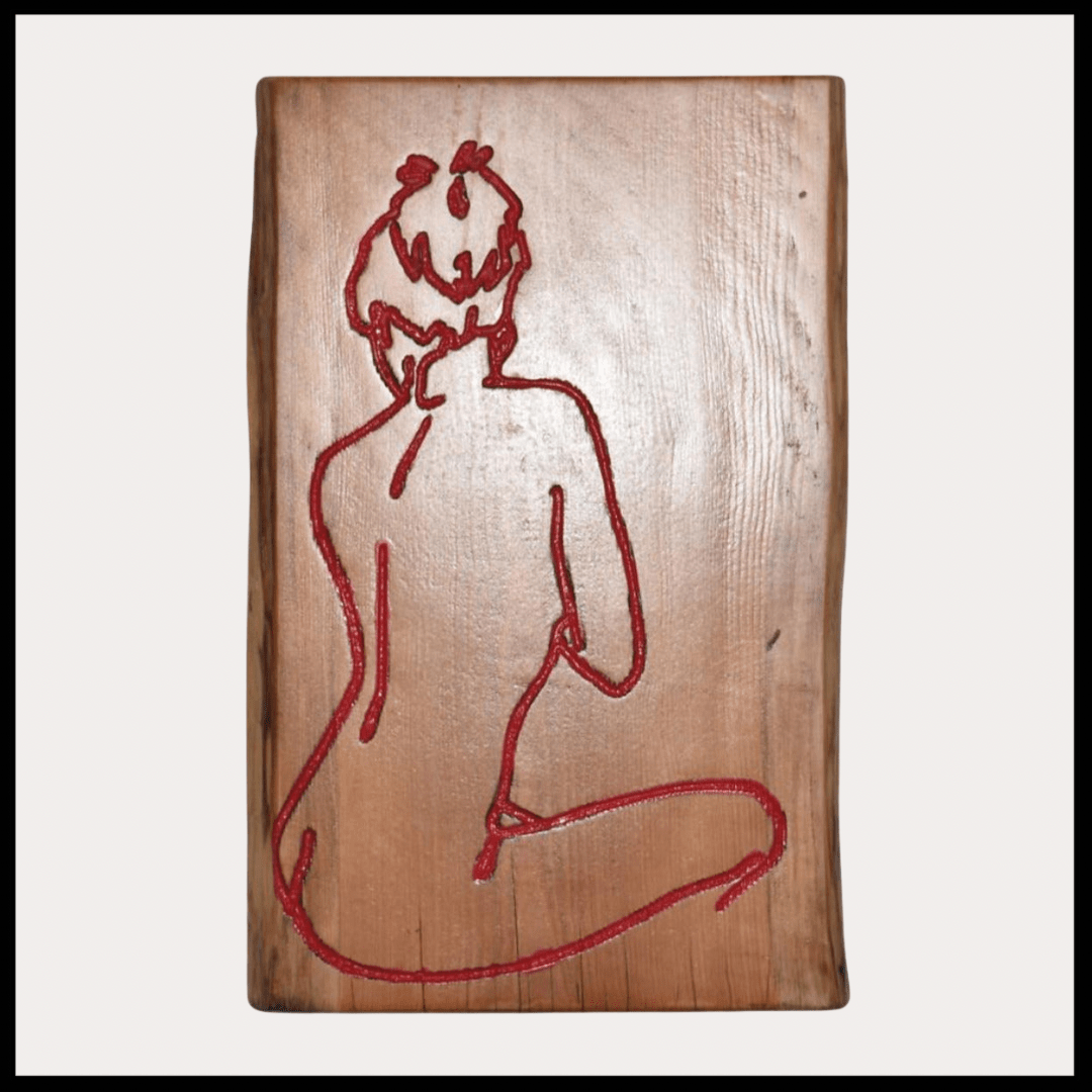 Wandbild Holz Roter-Akt