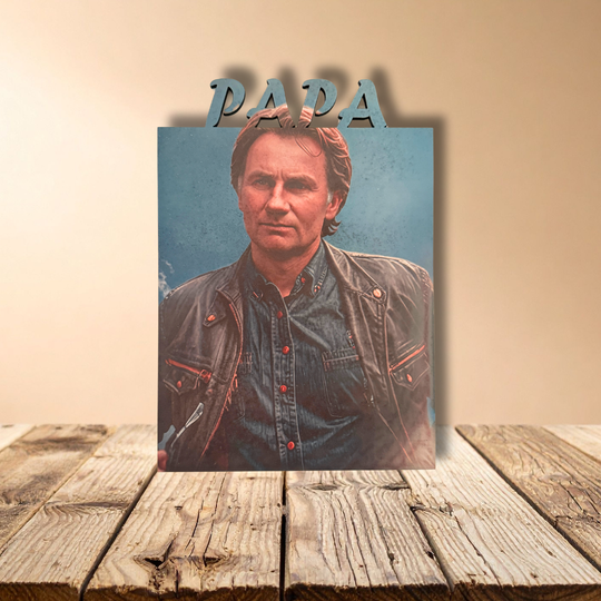 Personalisiertes Fotoschild mit Schriftzug – Familie, Mama, Papa oder Baby