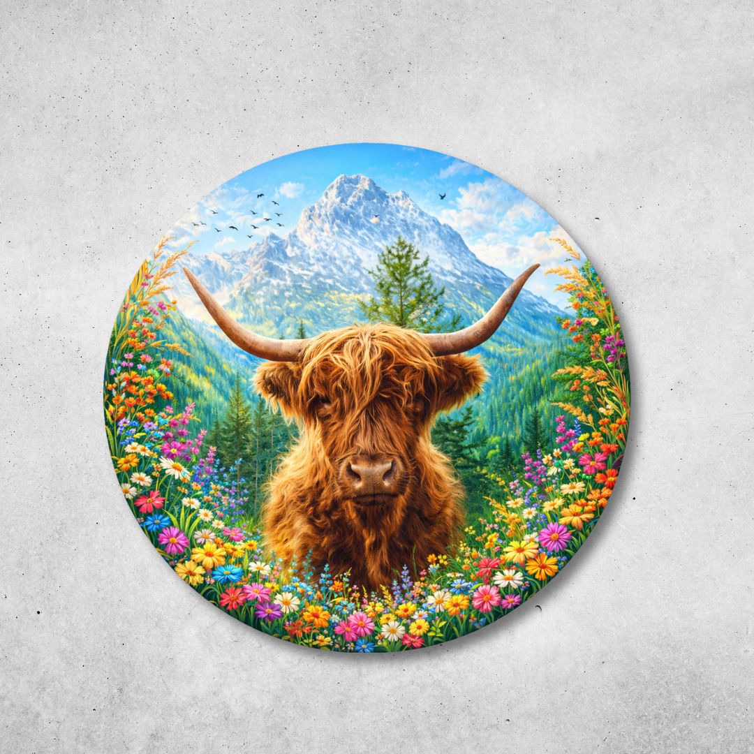 Rind Farbenfroh - Rundes Metallschild