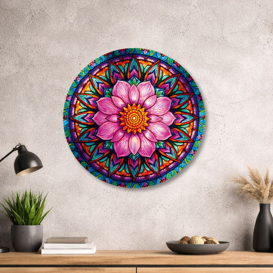 Blume des Lebens - Rundes Metallschild