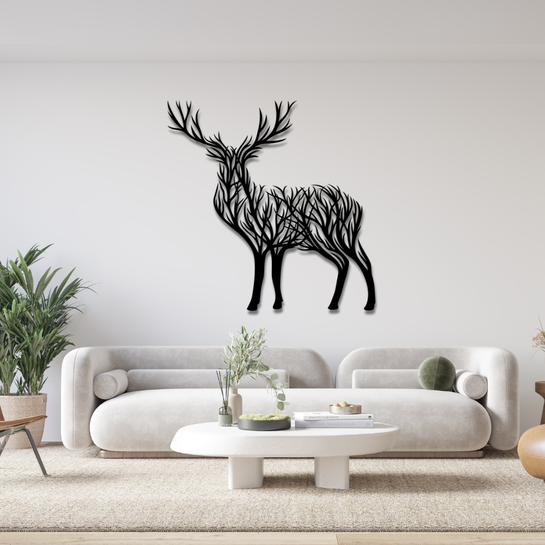 Modernes Metallbild Hirsch – Elegantes Wanddekor mit Naturmotiv