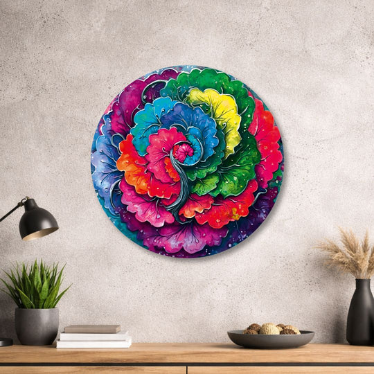 Blume des Lebens - Rundes Metallschild