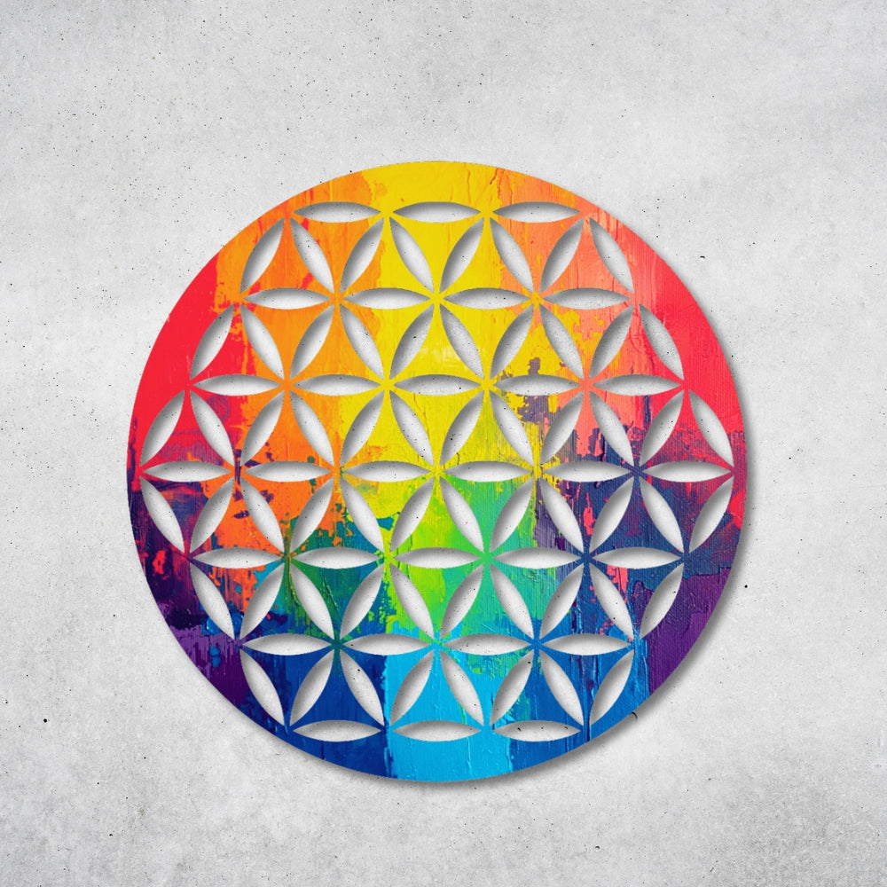 Blume des Lebens - Rundes Metallschild 021