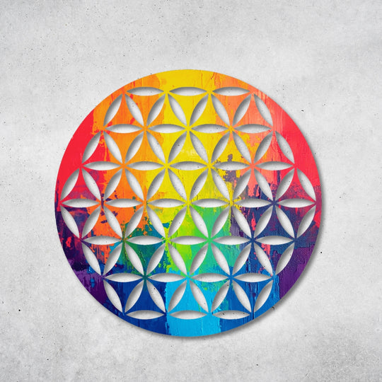 Blume des Lebens - Rundes Metallschild 021