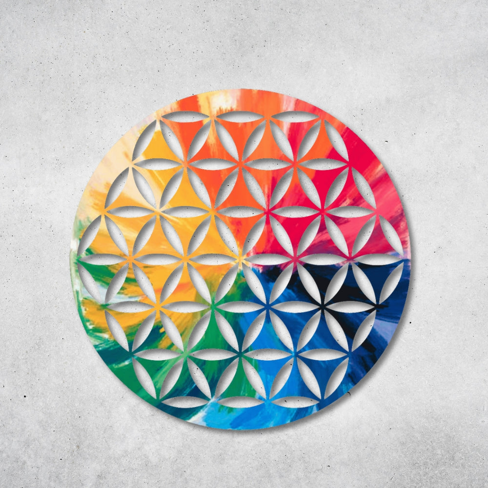 Blume des Lebens - Rundes Metallschild 023