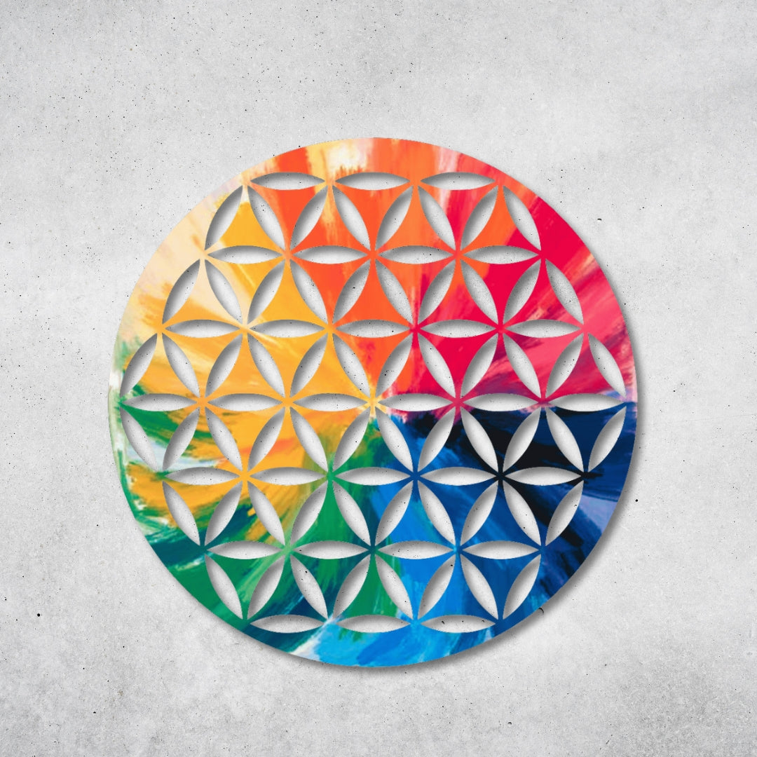 Blume des Lebens - Rundes Metallschild 023