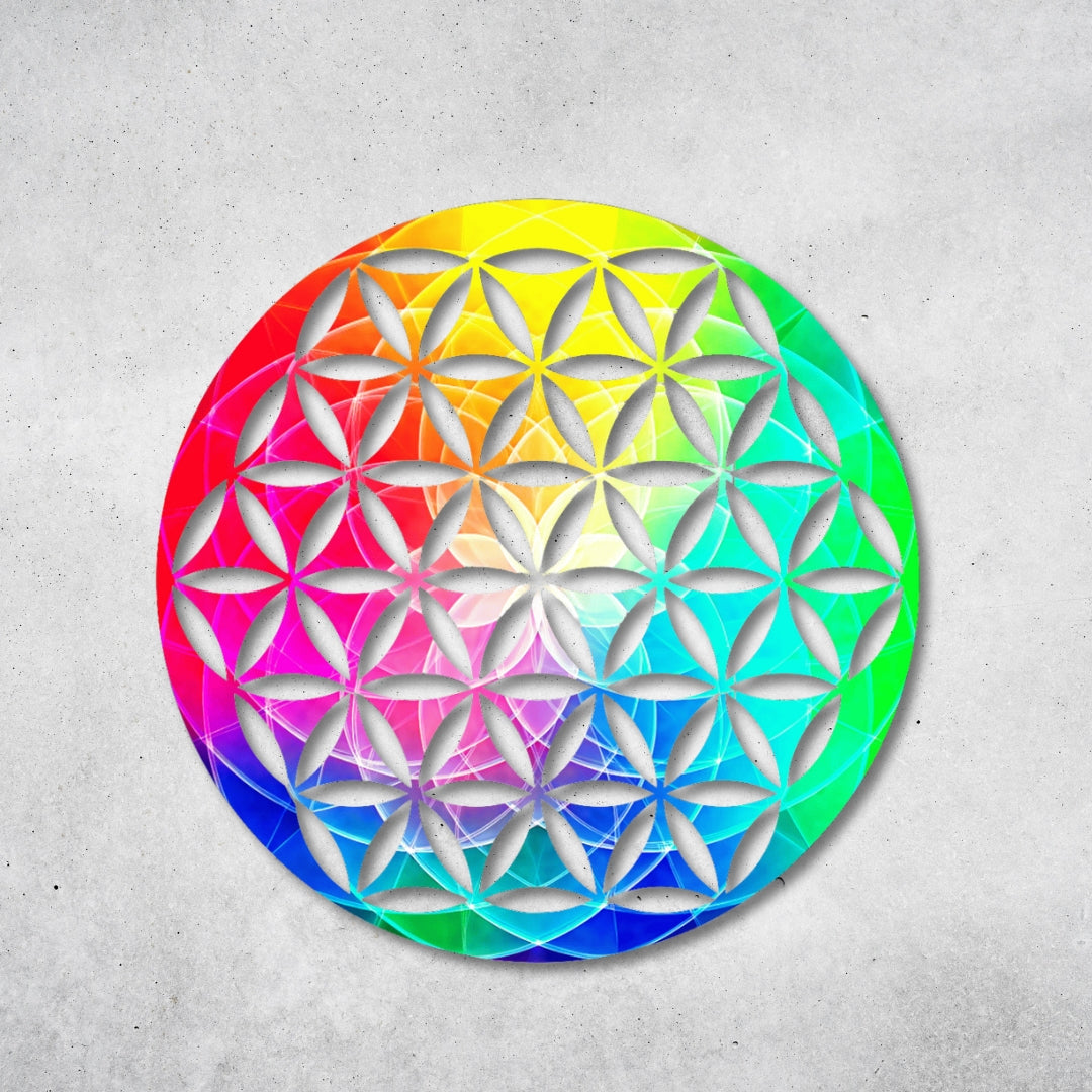 Blume des Lebens - Rundes Metallschild 025