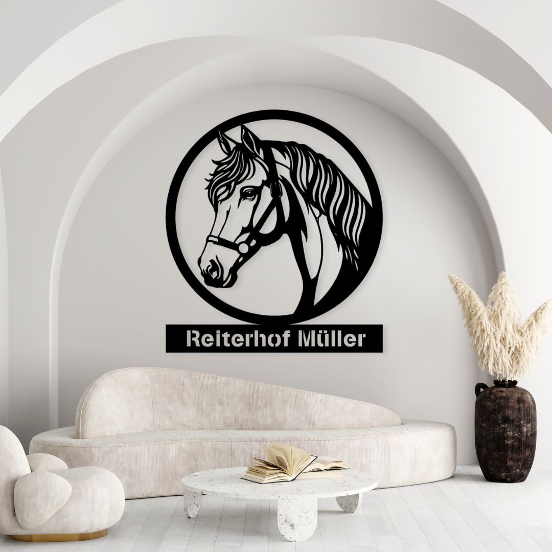 Metallschild Reiterhof Name – individuell | Wetterfest & personalisiert