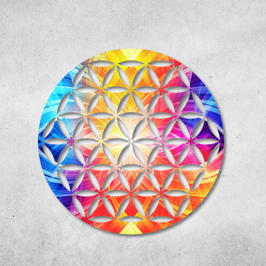 Blume des Lebens - Rundes Metallschild 024