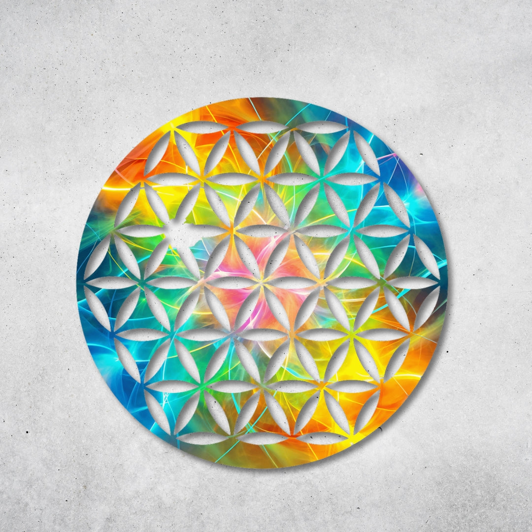 Blume des Lebens - Rundes Metallschild 026