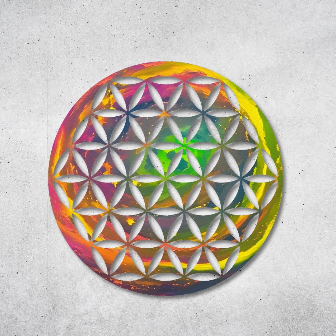 Blume des Lebens - Rundes Metallschild 027
