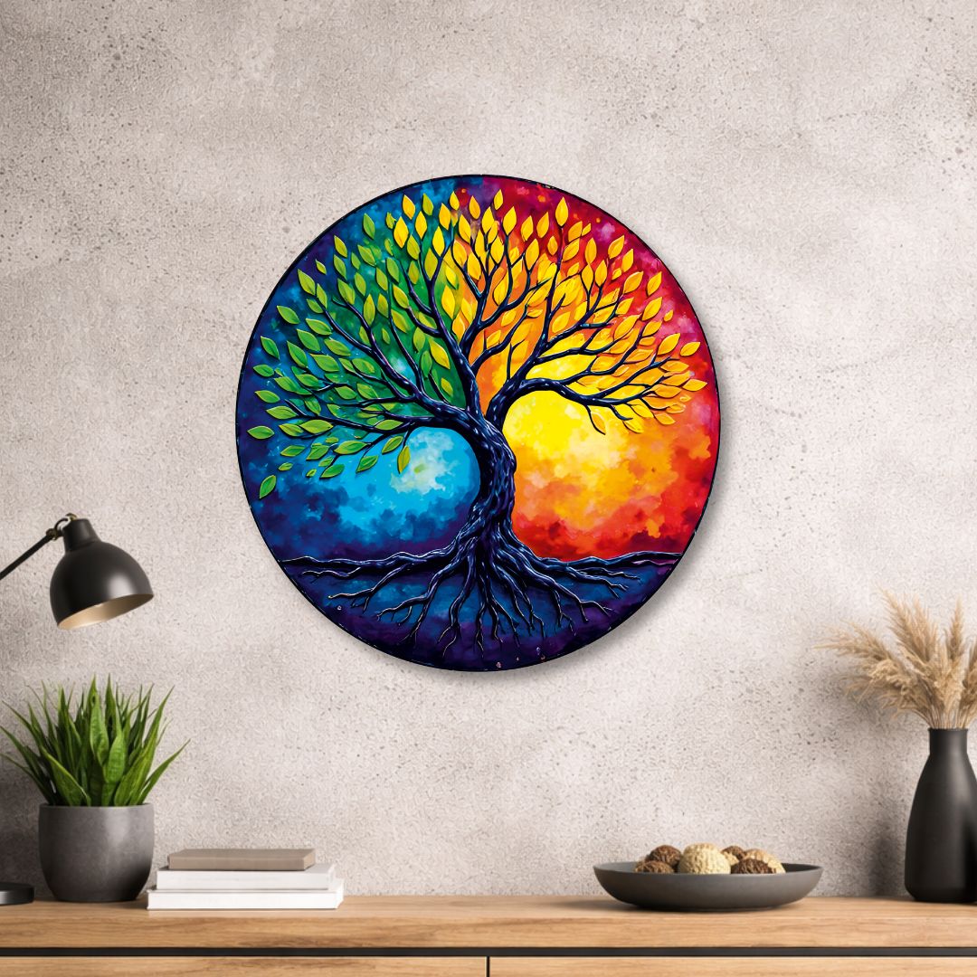 Baum des Lebens - Rundes Metallschild