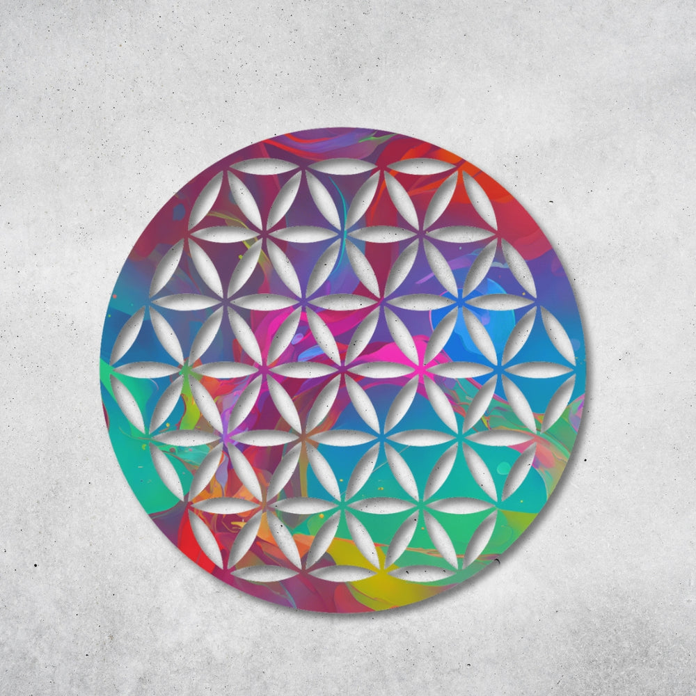 Blume des Lebens - Rundes Metallschild 028
