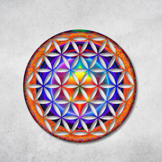 Blume des Lebens - Rundes Metallschild 029