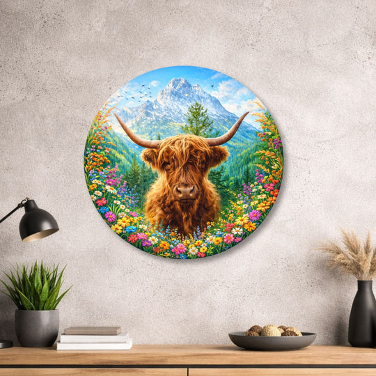 Rind Farbenfroh - Rundes Metallschild