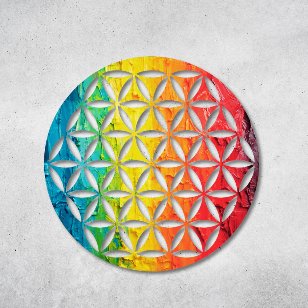 Blume des Lebens - Rundes Metallschild 020