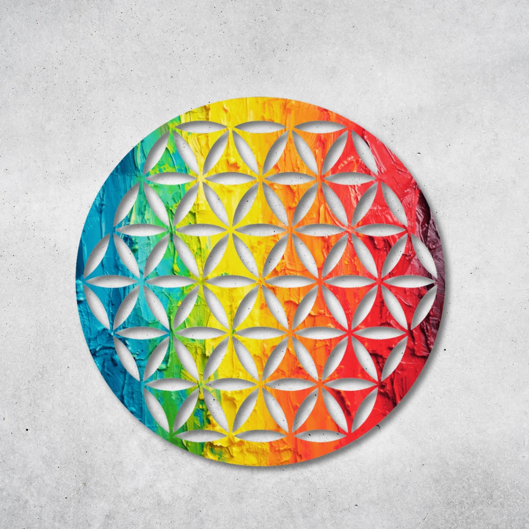 Blume des Lebens - Rundes Metallschild 020