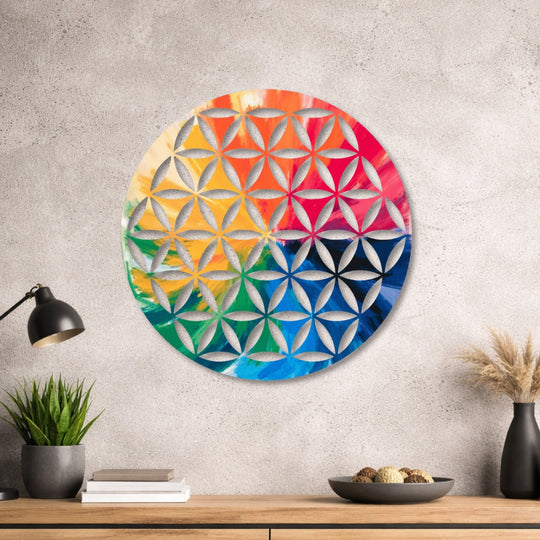 Blume des Lebens - Rundes Metallschild 023