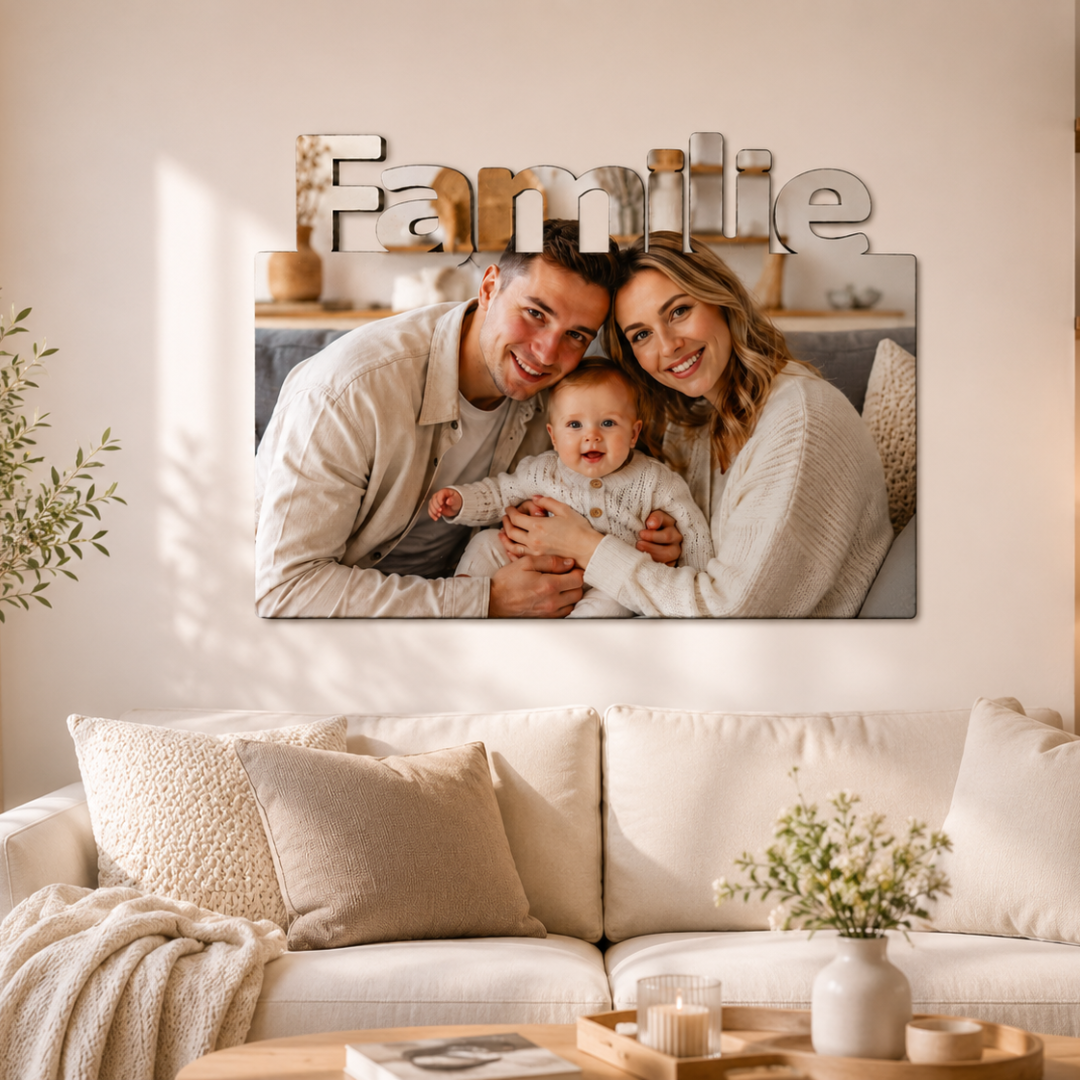 Personalisiertes Holzbild mit Schriftzug – Familie, Mama, Papa oder Baby | Individuelle Wanddeko aus Holz