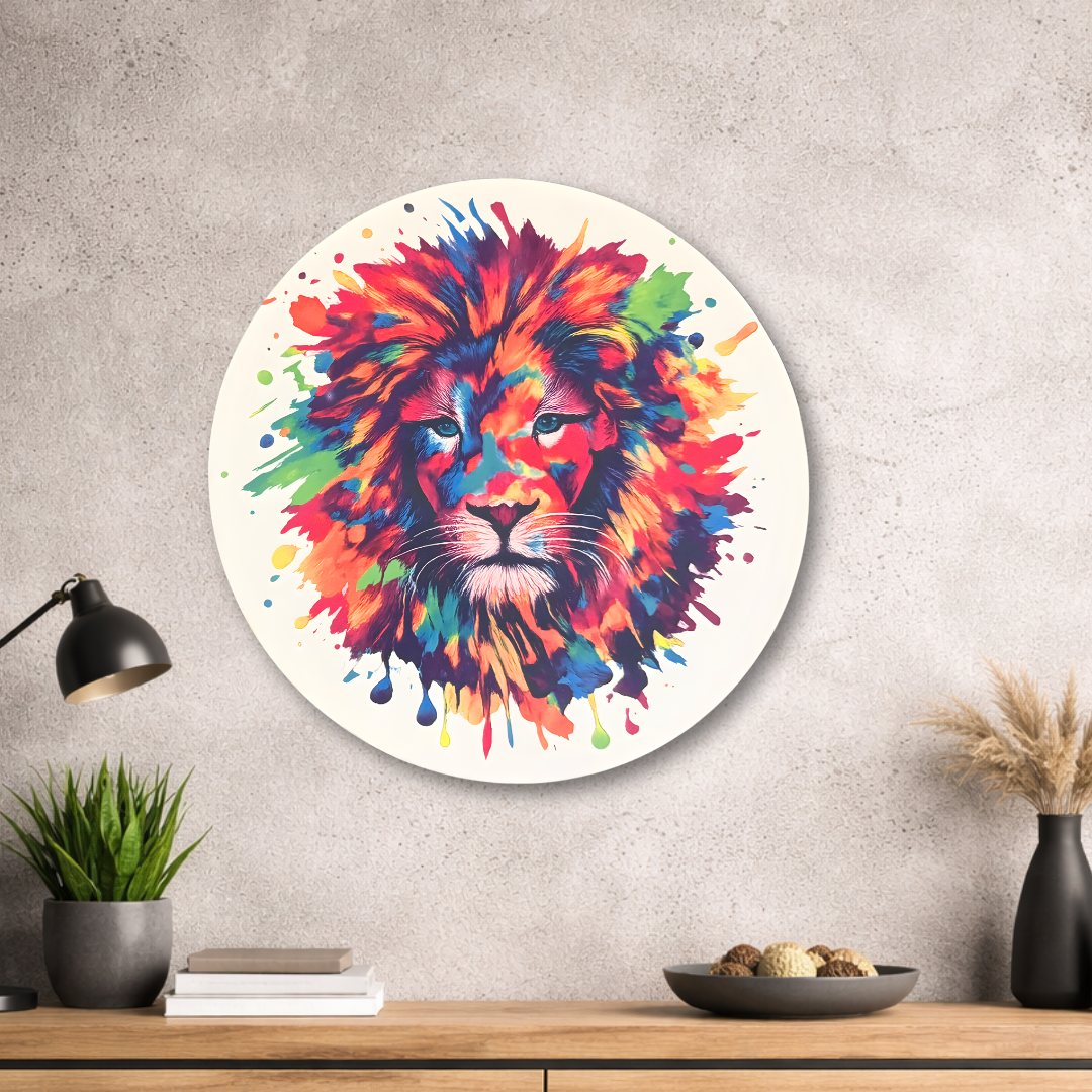 Löwenkopf - Rundes Metallschild