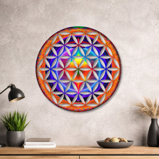 Blume des Lebens - Rundes Metallschild 029