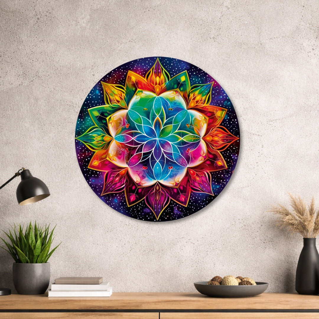 Blume des Lebens - Rundes Metallschild 016