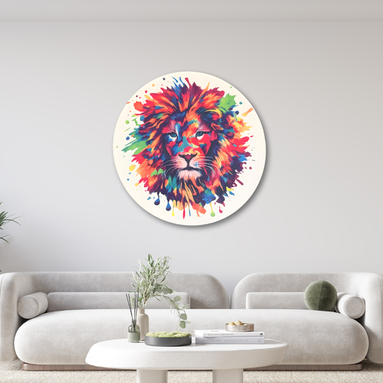 Löwenkopf - Rundes Metallschild