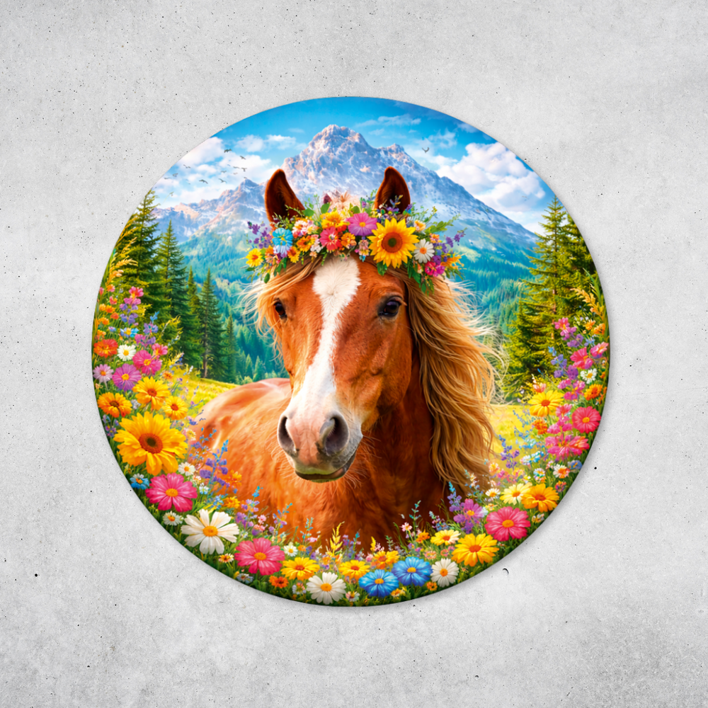 Pferde Design - Rundes Metallschild