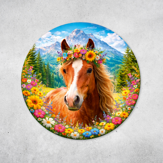 Pferde Design - Rundes Metallschild