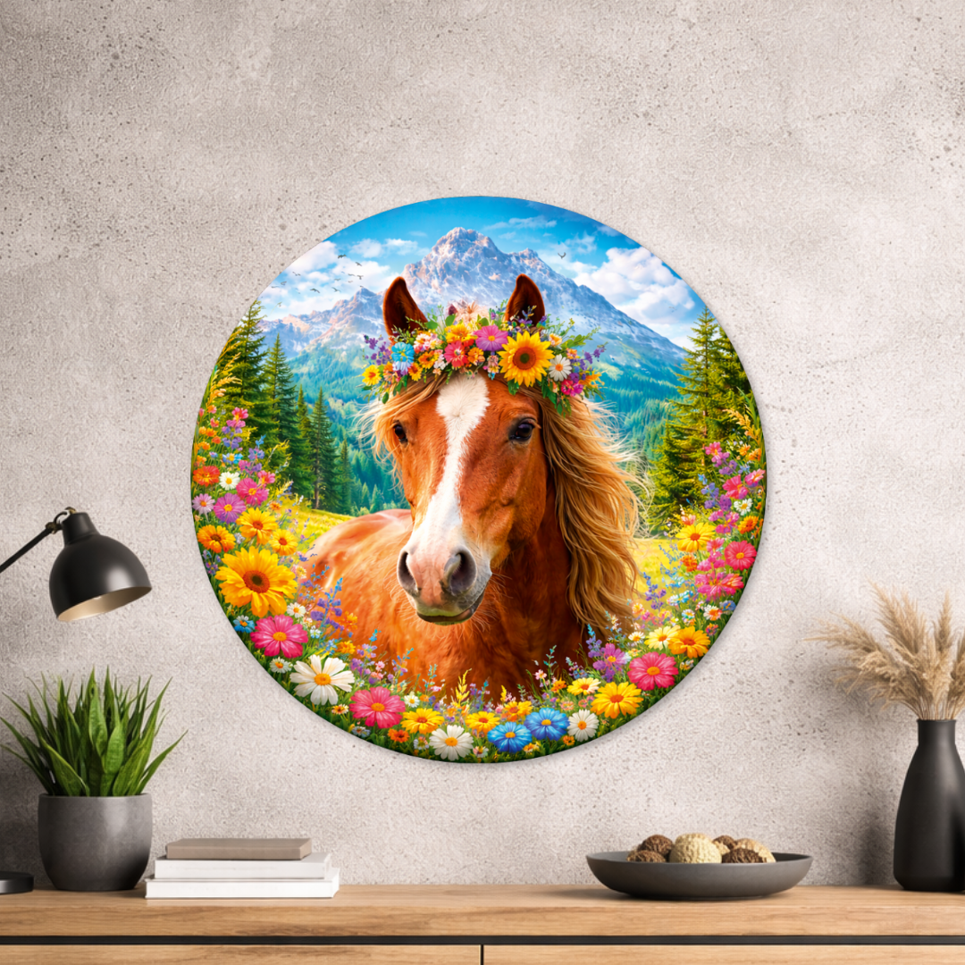Pferde Design - Rundes Metallschild