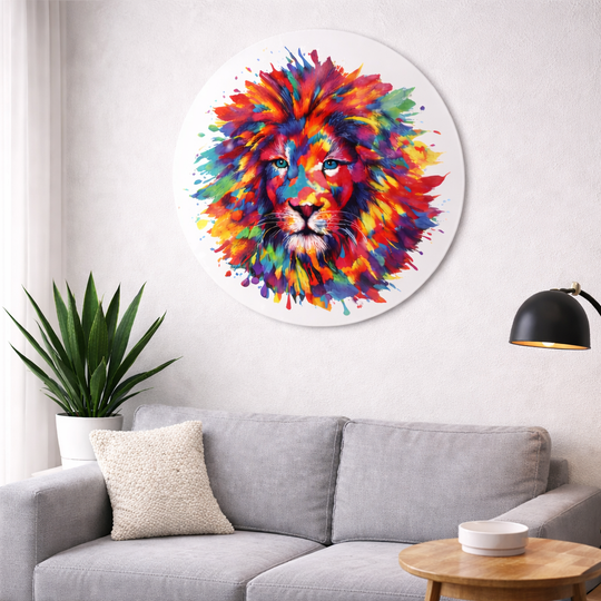 Löwenkopf - Rundes Metallschild