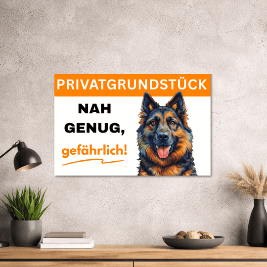 Hinweisschild - Warnschild Privatgrundstück mit Hundemotiv
