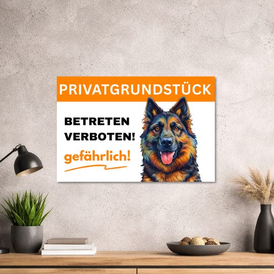 Hinweisschild - Warnschild Privatgrundstück mit Hundemotiv
