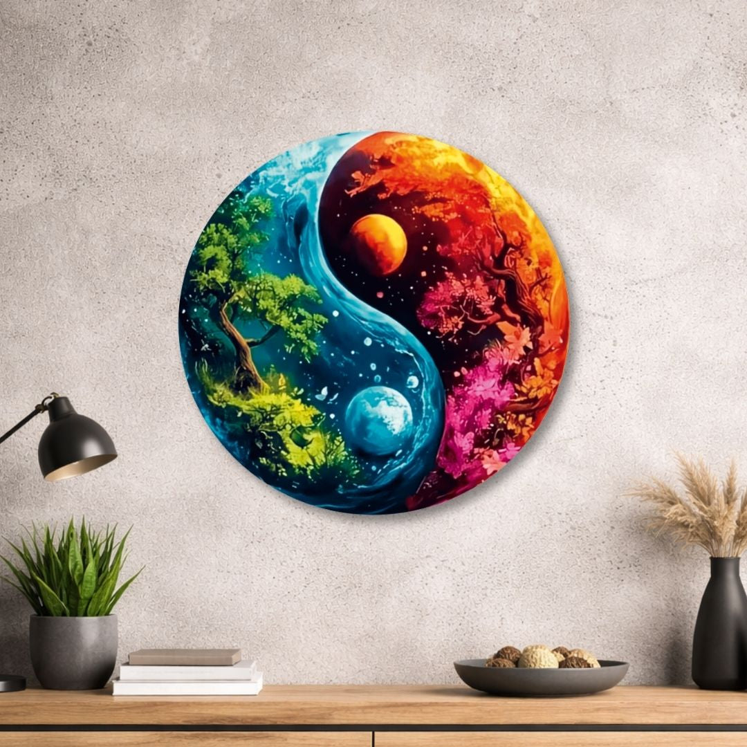 Yin Yang - Rundes Metallschild