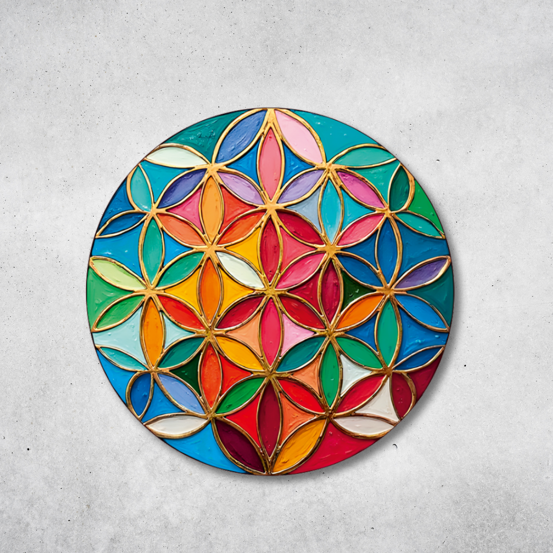 Blume des Lebens - Rundes Metallschild