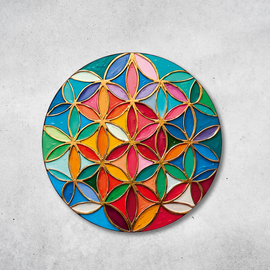 Blume des Lebens - Rundes Metallschild