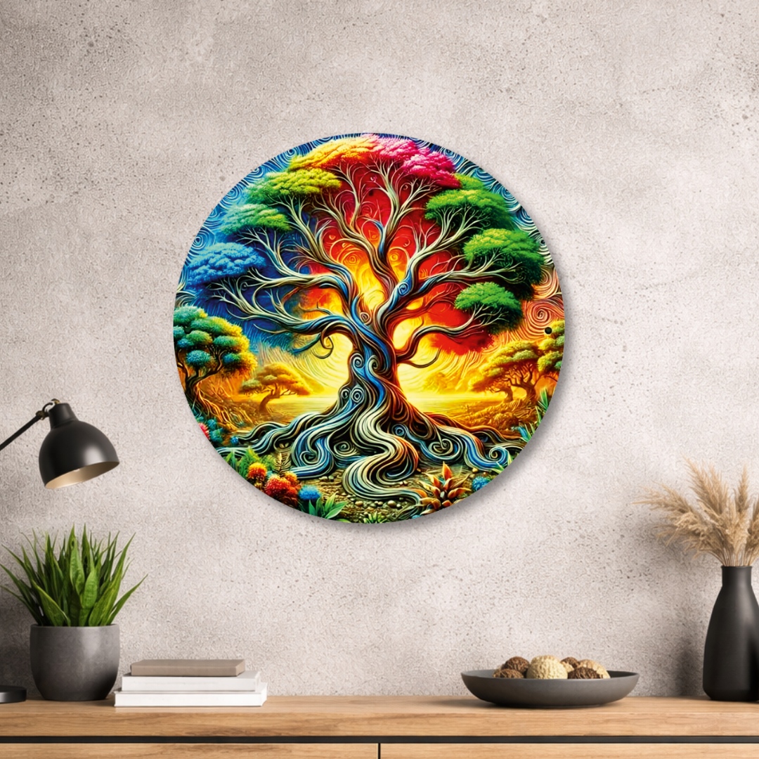 Baum des Lebens - Rundes Metallschild 007
