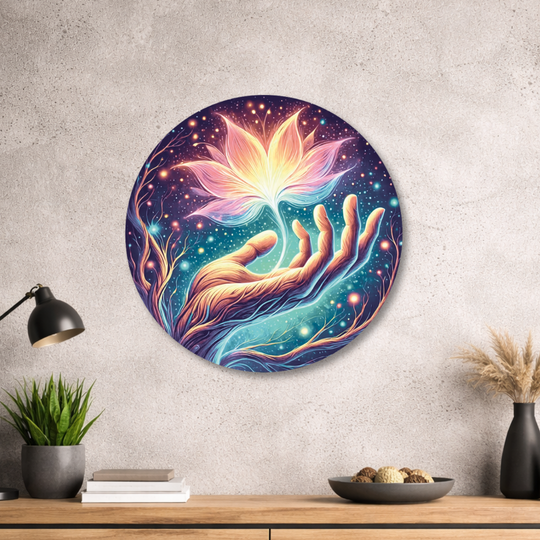 Blume des Lebens - Rundes Metallschild