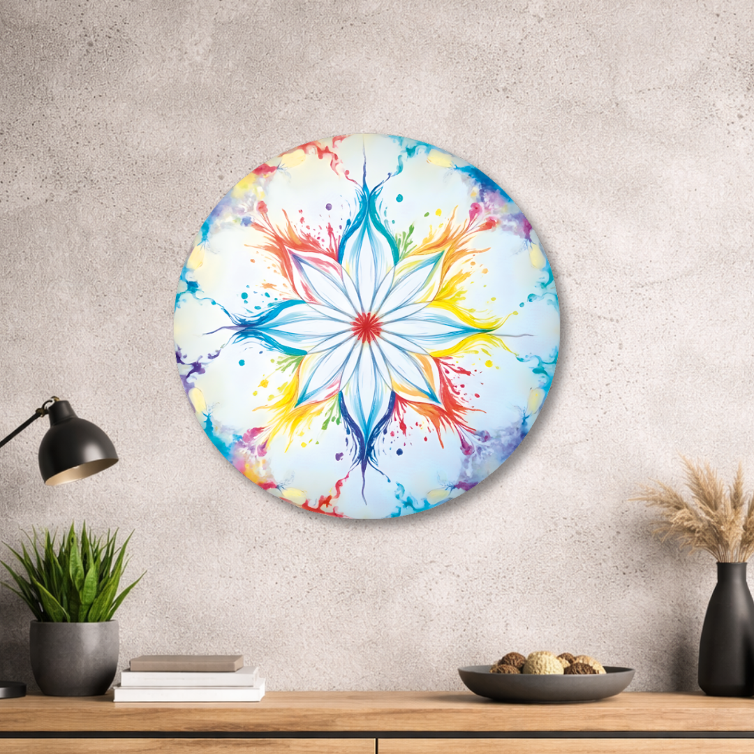 Blume des Lebens - Rundes Metallschild