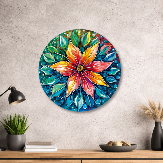 Blume des Lebens - Rundes Metallschild