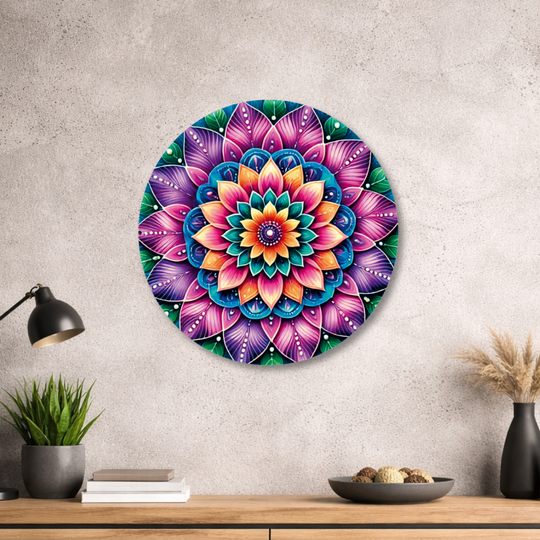 Blume des Lebens - Rundes Metallschild