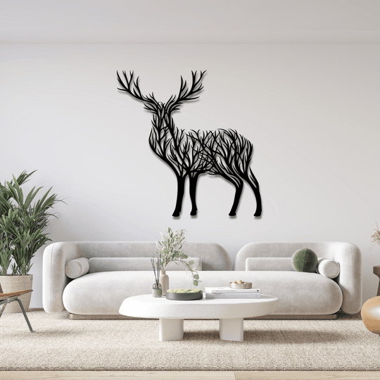 Modernes Metallbild Hirsch – Elegantes Wanddekor mit Naturmotiv - Laserfactory Austria