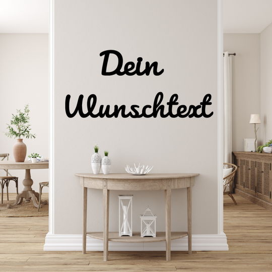 Wandbild mit Deinem Wunschtext - Personalisierter Metall-Schriftzug | 96 cm Breite | Schwarz | Für Innen- & Außenbereich