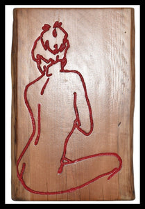 Wandbild Holz Roter-Akt